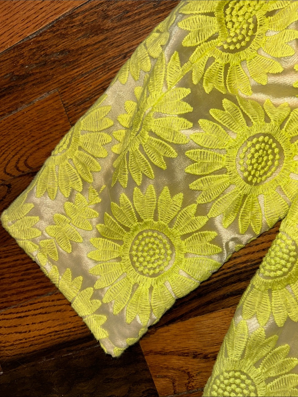 Luii Neon Yellow Floral Brocade Pea Coat - Picture 13 of 16